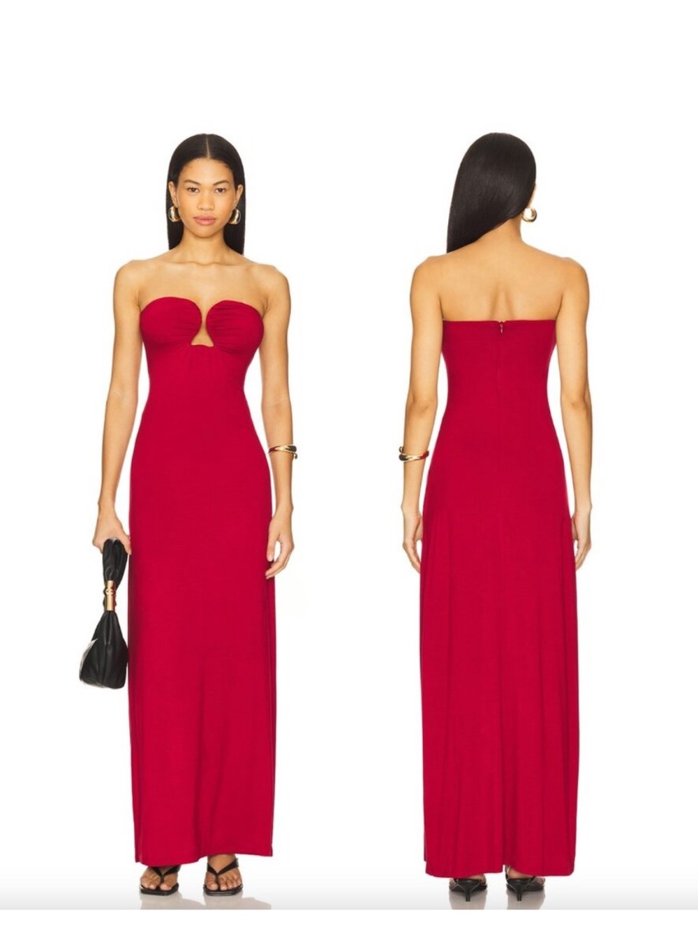 Amanda Uprichard Saladana Maxi Dress in Carnelian Red Strapless Tube Gown XS